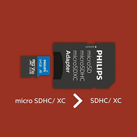 SD Hafıza kartı 64gb Ultra Pro memory card Dron -Kask-Araç kamera V30 U3 Phılıps