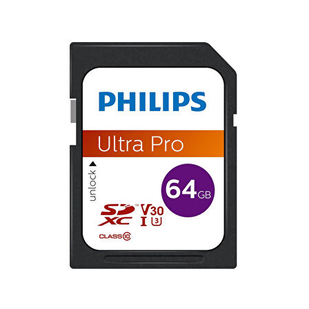 Philips Ultra Pro 64GB SDXC UHS-I U3 V30 Class10 Hafıza Kartı