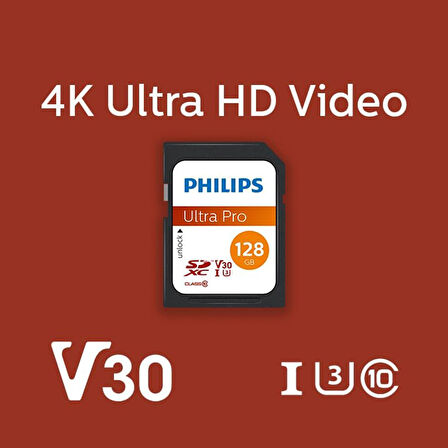 Philips Ultra Pro 128GB SDXC UHS-I U3 V30 Class10 Hafıza Kartı