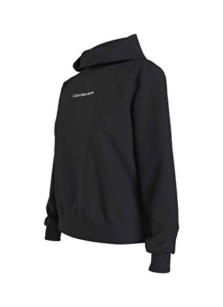 Calvin Klein Jeans Kapüşon Yaka Düz Siyah Kadın Sweatshırt J20J221066