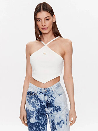 Waffle Halter Neck Top Crop Top