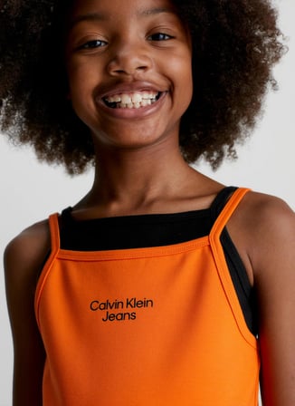 Calvin Klein Düz Turuncu Kız Çocuk Midi Elbise IG0IG01963SCB