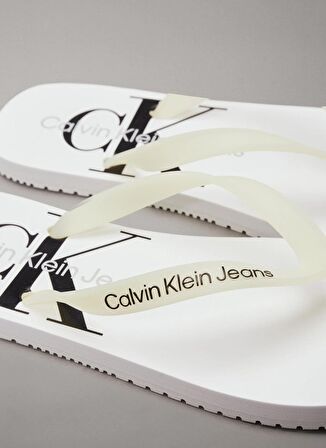 Calvin Klein Beyaz Erkek Plaj Terliği BEACH SANDAL MONOGRAM TPU