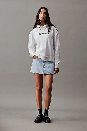 Kadın CK Hero Logo Sweatshirt - Beyaz | L