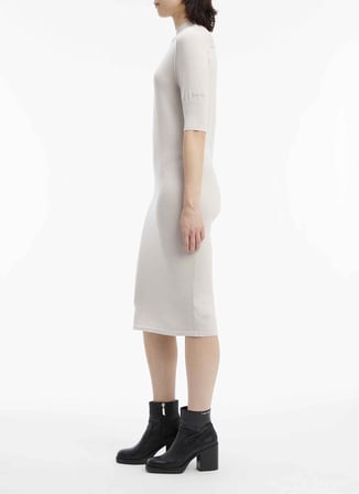 Calvin Klein Bisiklet Yaka Gri Midi Kadın Elbise K20K205751PE9
