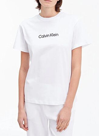 Calvin Klein Düz Beyaz Kadın T-Shirt HERO LOGO REGULAR T-SHIRT