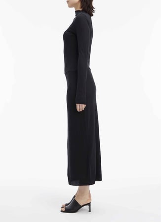 Calvin Klein Bisiklet Yaka Siyah Midi Kadın Elbise K20K205755BEH