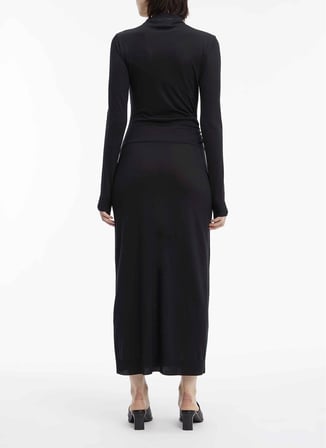 Calvin Klein Bisiklet Yaka Siyah Midi Kadın Elbise K20K205755BEH
