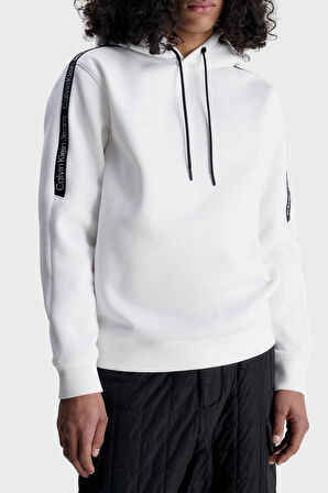 Calvin Klein Jeans Kapüşon Yaka Beyaz Erkek Sweatshırt J30J323429YAF