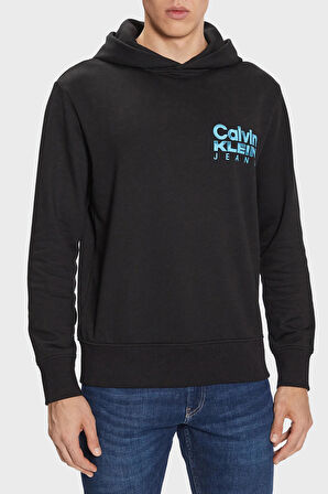 Calvin Klein Jeans Kapüşon Yaka Siyah Erkek Sweatshırt J30J324219BEH