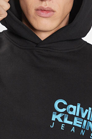 Calvin Klein Jeans Kapüşon Yaka Siyah Erkek Sweatshırt J30J324219BEH
