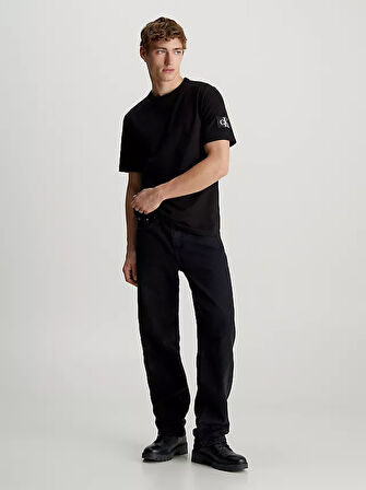 Erkek CK Logolu Bisiklet Yaka BADGE REGULAR T-Shirt - Siyah | XXL