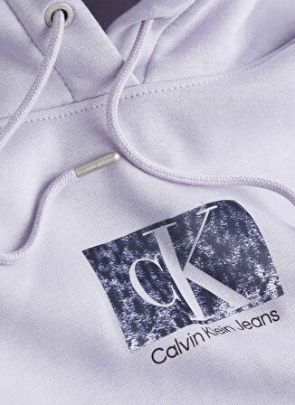 Calvin Klein Jeans Kapüşon Yaka Baskılı Mor Kadın Sweatshırt J20J221332