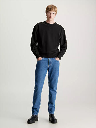 Erkek BADGE Bisiklet Yaka Sweatshirt - Siyah  | XS