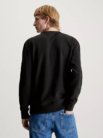Erkek BADGE Bisiklet Yaka Sweatshirt - Siyah  | XS