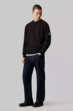 Erkek Rozetli Sweatshirt - Siyah | L