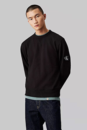 Erkek Rozetli Sweatshirt - Siyah | L