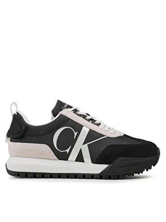 Calvin Klein Jeans Toothy Runner Bağcıklı İncili Karışık Materyal Kadın Siyah Sneaker YW0YW01100-BEH