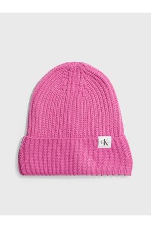 MONOGRAM RIB BEANIE Erkek Pembe Bere