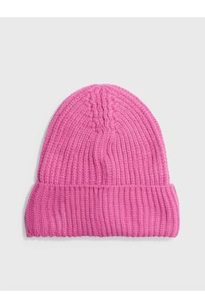 MONOGRAM RIB BEANIE Erkek Pembe Bere
