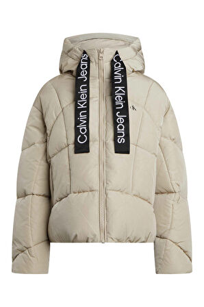 LOGO DRAWSTRING SHORT PUFFER