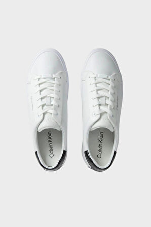 Calvin Klein Hakiki Deri Siyah Beyaz Logolu Kadın Sneaker