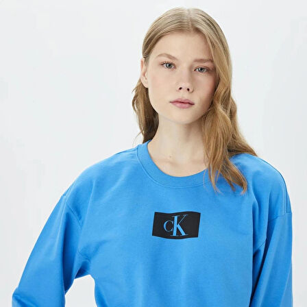 Calvin Klein  Kadın Mavi Sweatshirt