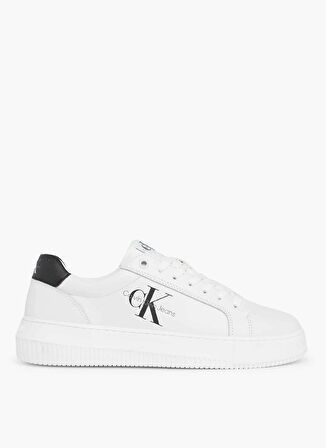Calvin Klein Beyaz - Siyah Kadın Deri Sneaker YW0YW008230LB