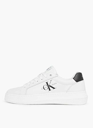 Calvin Klein Beyaz - Siyah Kadın Deri Sneaker YW0YW008230LB