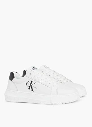 Calvin Klein Beyaz - Siyah Kadın Deri Sneaker YW0YW008230LB