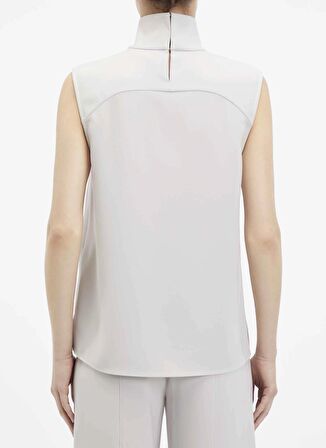 Calvin Klein Balıkçı Yaka Düz Açık Gri Kadın Bluz STRUCTURE TWLL NS MOCK NECK TOP