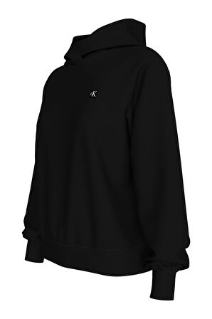 Kadın CK EMBRO BADGE REGULAR HOODIE Sweatshirt - Siyah | S