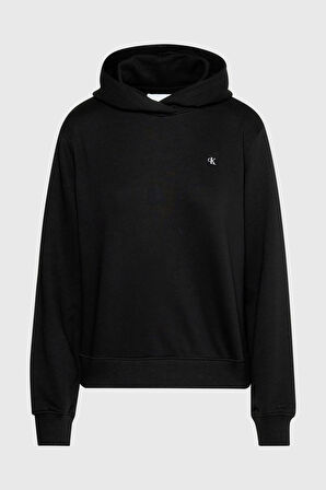 Kadın CK EMBRO BADGE REGULAR HOODIE Sweatshirt - Siyah | M