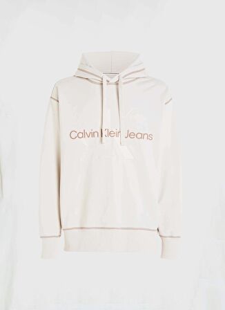 Calvin Klein Jeans Kapüşon Yaka Beyaz Erkek Sweatshırt J30J324623YBI