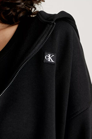 Kadın CK EMBRO BADGE ZIP-THROUGH Sweatshirt - Siyah  | XS