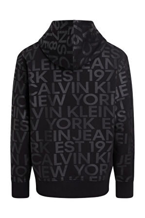 Calvin Klein Logo Aop Hoodie Erkek Sweatshirt