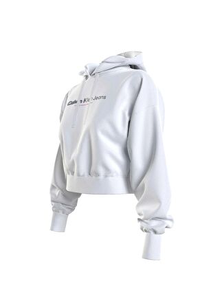Calvin Klein Jeans Kapüşon Yaka Baskılı Beyaz Kadın Sweatshırt J20J222543YAF