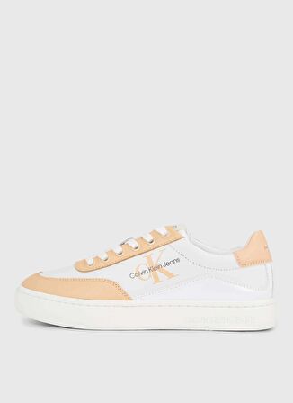 Calvin Klein Beyaz - Turuncu Kadın Deri Sneaker YW0YW0129602S