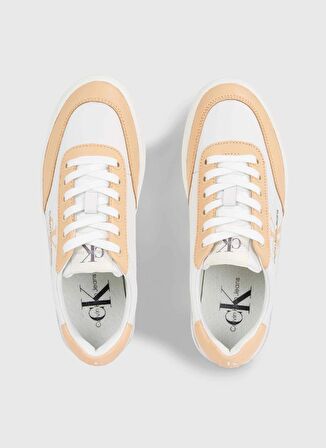 Calvin Klein Beyaz - Turuncu Kadın Deri Sneaker YW0YW0129602S