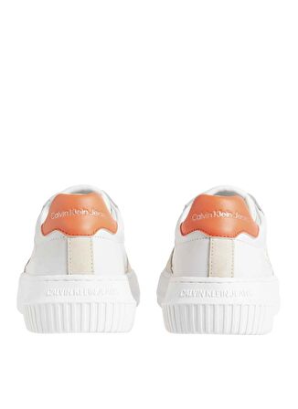 Calvin Klein Beyaz - Turuncu Kadın Deri Sneaker YW0YW0144502T