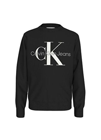 Calvin Klein Baskılı Erkek Siyah Sweatshırt CK MONOGRAM TERRY CN