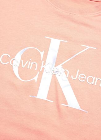 Calvin Klein Pembe Kadın T-Shirt META-MINIMAL MONOGRAM T-SHIRT