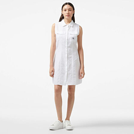 Calvin Klein SLEEVELESS COTTON SHIRT DRESS Elbise 
