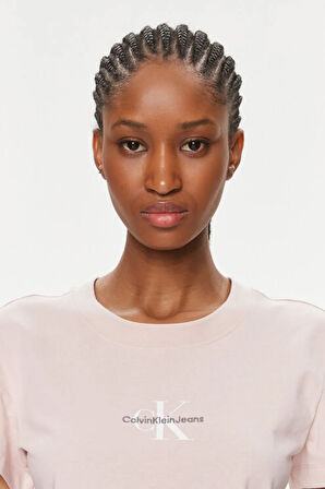 Kadın MONOLOGO SLIM TEE T-Shirt - Pudra | XS