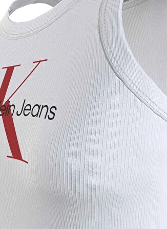 Calvin Klein Jeans Yuvarlak Yaka Baskılı Beyaz Kadın Atlet J20J223160YAF