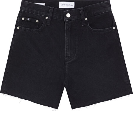 Kadın Marka Logolu Şık Görünüşlü Kot Denim Kumaş Kısa Kapri Pantolon Siyah Denim Kapri J20J222812-1BY