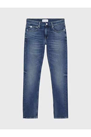 Erkek Marka Logolu Slim Fit Şık Görünüşlü Klasik 5 Cepli  Günlük Kullanıma Uygun Mavi Kot Jeans J30J