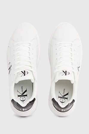 Kadın BOLD Logolu Platform Topuk Deri Sneaker Ayakkabı - Beyaz | 39