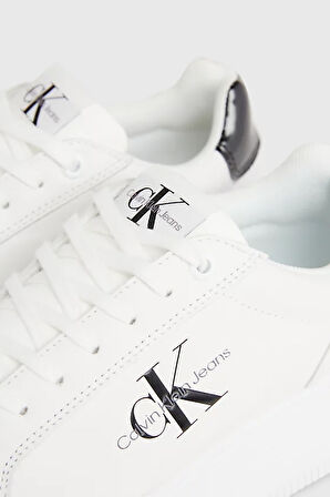 Kadın BOLD Logolu Platform Topuk Deri Sneaker Ayakkabı - Beyaz | 39