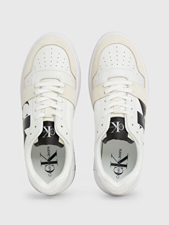 Kadın Calvin Klein Logolu Platform Topuklu Rahat Tabanlı Gündelik Kullanıma Uygun Beyaz Sneaker YW0YW01432-0K8